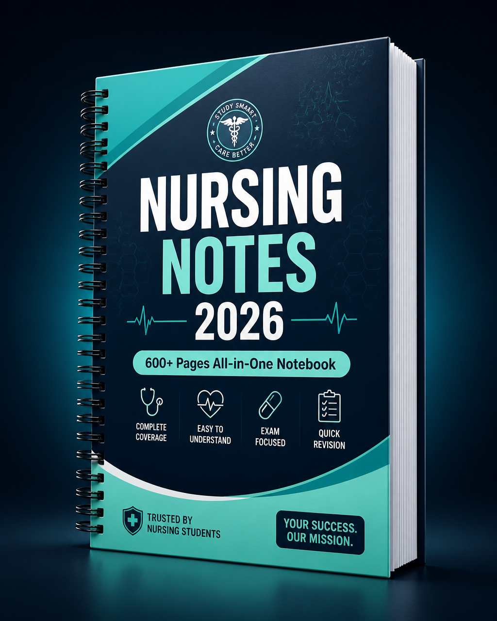 Nursing Notes 2026 ebook cover — 600+ pages all-in-one nursing notebook